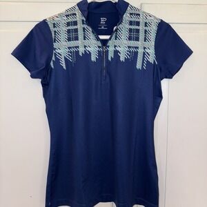 EP New York Golf Women's 1/4‎ Zip Navy With Plaid Polo XS NWT Performance